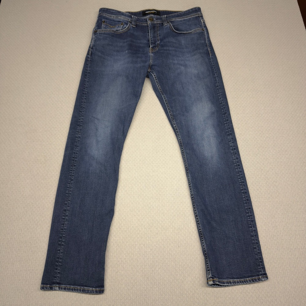 Revtown Jeans Mens 32x30 Blue Decade Denim Faded Sharp Fit Stretch Biker
